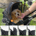 Pet Stroller for Small Dogs – No-Zip Deep Seat, Lightweight Compact Dog Stroller for Small Dogs & Cats with Reflective Trim Storage Basket Soft Waterproof Pad,Foldable Universal Coche para Perro