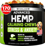 Hemp Calming Chews for Dogs - 170 Dog Calming Chews - Anxiety Relief Treats with Melatonin - Natural Aid for Stress, Separation, Fireworks, Thunder, Barking, Sleep – Pet Supplement - Made in USA