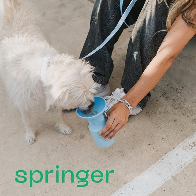 Springer Dog Water Bottle | Portable Travel Water Bottle Dispenser for Dogs | Dog Gift Seen on Oprah's Favorite Things, Shark Tank | Leak-Proof Bottles Fill Bowl with Water | BPA-Free 15oz Lilac