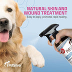 PetSilver Wound & Skin Spray - Dog Wound Spray, Hot Spot, Allergy Relief for Dogs, Itch Spray for Cats - Natural Skin Soother - Chelated Silver, Superior to Colloidal Silver - Made in USA - 16 fl oz