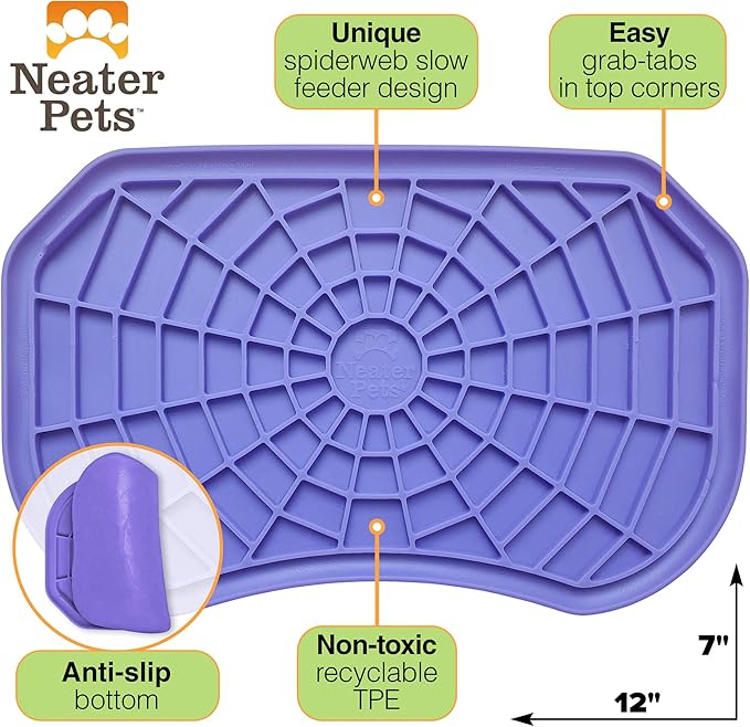 Neater Pets - Neat-LIK - Slow Feeding Pad for Dogs & Cats - Puzzle Toys Provide Boredom & Anxiety Relief - Fill Licking Pad with Healthy Treats & Food (Purple)