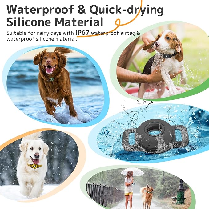 Airtag Dog Collar Holder: Soft Silicone Air Tag Holder for Pet Dogs Cats Collar, Sturdy AirTag Dog Tracker Protective Case, Pet Friendly Accessories Compatible with Apple Airtag, 3 Packs