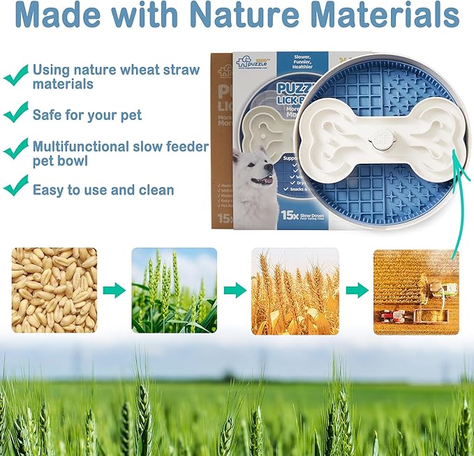 Suhaco 4 in 1 Puzzle Feeder Dog Bowls Slow Feeder Dog Bowls Large Slow Feeding Bowl for Dogs, Dog Puzzle Game Slow Feeder for Dry and Wet Food Dog Food Bowl for Large Dogs, 9.8IN (Blue)