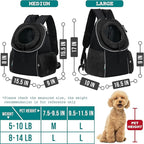 PetAmi Dog Front Carrier Backpack, Ventilated Adjustable Dog Pet Cat Chest Carrier Backpack, Dog Carrier for Hiking Camping Travel, Small Dog Puppy Medium Cat Carrying Bag, Max 10 lbs, Black