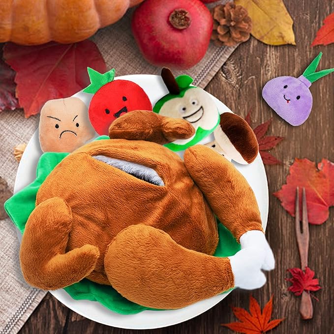 Hide and Seek Dog Toys, Turkey Squeaky Interactive Puzzle Dog Toys for Boredom and Stimulation, Dog Enrichment Toys for Small and Medium Dogs