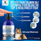 Omega 3 Fish Oil for Dogs - Better Than Salmon Oil - Dog Fish Oil Supplement to Reduce Shedding & Itching - Supports Joints, Brain, and Heart Health - Skin and Coat Supplement - Liquid Fish Oil