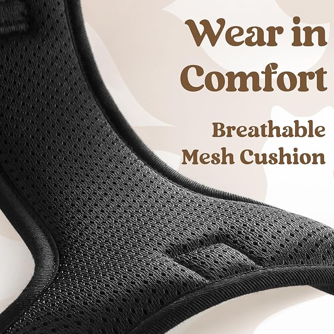 rabbitgoo Dog Harness Medium Sized, No Pull Pet Harness with 3 Buckles, Adjustable Soft Padded Vest with Control Handle, Walking Reflective Pet Vest for Medium Dogs, Black, M