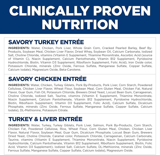 Hill's Science Diet Adult 1-6, Adult 1-6 Premium Nutrition, Wet Cat Food, Variety Pack: Turkey; Chicken; Turkey & Liver Minced, 5 oz Can Variety Pack, Case of 12