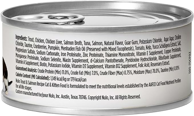 Nulo Trout & Salmon Recipe Pate Wet Canned Cat Food, 5.5 Ounce (Pack of 24)
