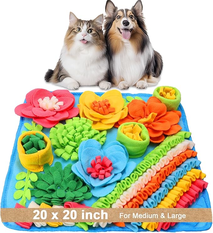 Snuffle Mat for Dogs, Pet Treats Feeding Mat, 20 x 20 inch for Medium & Large, Felt Wool Dog Feeding Mats for Slow Feed, Relieve Anxiety, with Anti-Slip Botton