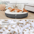 Love's cabin Round Donut Cat and Dog Cushion Bed, 30in Pet Bed for Medium or Large Dogs, Anti-Slip & Water-Resistant Bottom, Soft Durable Fabric Pet beds, Washable Calming Cat & Dog Bed Dark Grey