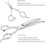 Dog Grooming Scissors Kit, Safety Round Tip, Heavy Duty Stainless Steel Dog Scissors and Nail Clippers, 6 in 1 Dog Grooming Kit