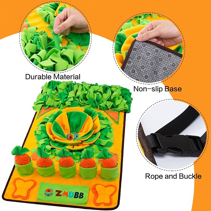 Pet Snuffle Mat for Dogs Sniff Mat Nosework Feeding Mat Slow Feeder Interactive Dog Puzzle Toys for Training and Stress Relief Encourages Natural Foraging Skills (31''x19'')