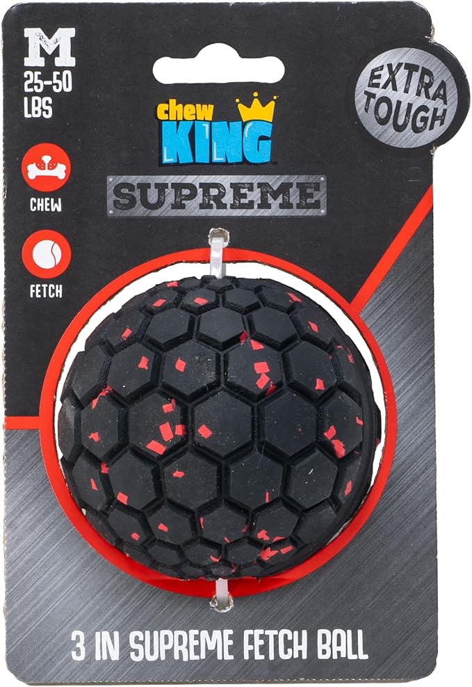 Chew King Supreme Dog Toy Collection, Medium 3" Supreme Fetch Ball