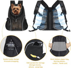 WOYYHO Pet Dog Carrier Backpack Small Dog Front Backpack Ventilated Mesh Dog Travel Back Pack with Safety Belt for Travel Hiking Cycling Outdoor Adventures (Size M: 5-9 lbs, Black)