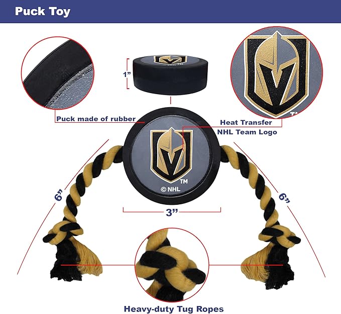 Pets First NHL LAS Vegas Golden Knights Puck Toy for Dogs & Cats. Play Hockey with Your Pet with This Licensed Dog Tough Toy Reward!