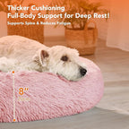 Deconovo Calming Donut Dog Bed, Washable Plush Round Pet Bed for Small Dogs & Cats with Raised Rim, Non-Slip Base and Soft Faux Fur—Lightweight, Easy-Care Design Pink 25" L x 25" W x 8" Th