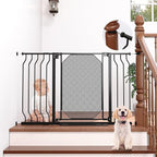 29.5"-48" Metal Baby Gate for Stairs & Doorways - Easy Install 30.5" Tall, Auto Close, Pressure Mounted, No Drilling - Stylish Safety Gate for Pets, Child Gate for Kids, Black