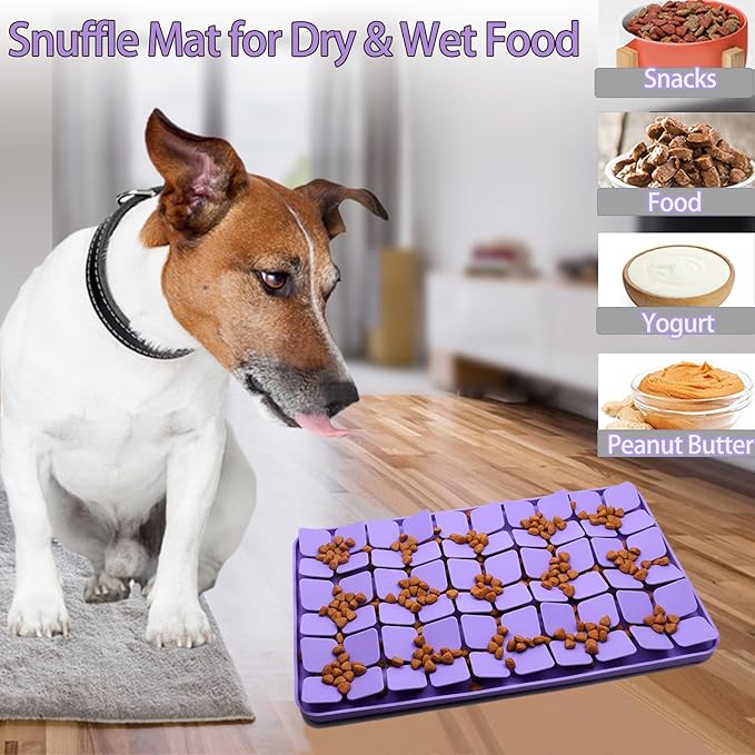 Silicone Snuffle Mat for Small Medium Dogs,Slow Feeder Lick Mat for Pet Slow Down Eating,Encourages Natural Foraging Skill,Interactive Feed Game Toy Lick Mat Bowl for All Breed Dog