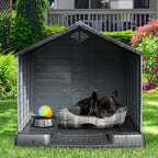 YITAHOME Large Plastic Dog House Outdoor Indoor Doghouse Puppy Shelter Water Resistant Easy Assembly Sturdy Dog Kennel with Air Vents and Elevated Floor