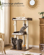 FourFurPets 43.7" Cat Tree, Modern Cat Tree Tower, Cat Tower for Indoor Cats Large Adult, Cat Condo with Scratching Post, Large Perch and Removable Pads,Rustic Brown