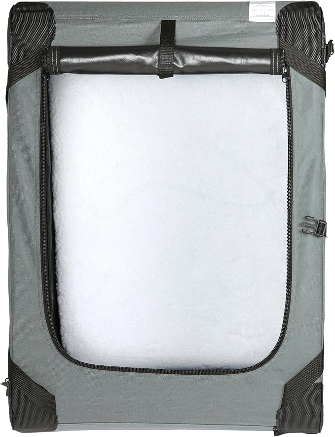 Amazon Basics Portable Dog Crate Pet Carrier 4-Door Soft Folding Cat Carrier Large, 36L x 24W x 24H inches, Grey