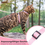 PUPTECK Adjustable Cat Harness and Leash Set Escape Proof Kitten Strap Collar for Walking Travel, Pink, M