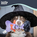 Huxley & Kent Halloween Funny Dog Toy w/Squeaker – Power Plush Squeaky Dog Toys for Small, Medium & Large Dogs – Soft Stuffed Animal for Indoor Play & Fetch - Dracula Bone, One Size