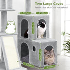 Globlazer F50 Cat Tower for Indoor Cats, 50-inch Heavy Duty Cat Tree for Big Cats, Cat Tree House with Extra-Large Padded Platform, Sisal Scratching Board, 2 Large Condos, Cloud Grey