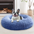 JOLLYVOGUE Small Dog & Cat Beds for Indoor Cats, Donut Cuddler Warming Soft Dog Beds with Anti-Slip Bottom, Round Calming Fluffy Plush Faux Fur Cushion Bed for Medium Dogs (31")