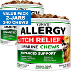 2-Pack Dog Allergy Relief Chews - Dog Itching Skin Relief Treatment Pills - Anti-Itch Chewables - Itchy and Paw Licking - Hot Spots - Omega 3 Fish Oil - Dry Skin & Coat Supplement