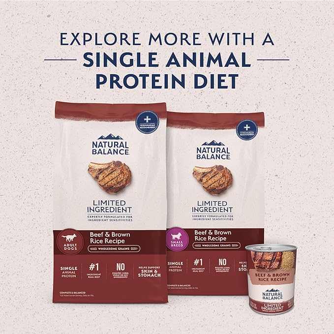 Natural Balance Limited Ingredient Adult Dry Dog Food with Healthy Grains, Beef & Brown Rice Recipe, 24 Pound (Pack of 1)