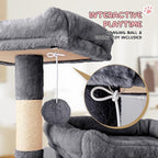 MoNiBloom Cat Tree, 58 Inch Cat Tree Tower with 2 Cat Condo, Cat Tower with Scratching Post, Cat Climbing Tower with 3 Hammock, Cat Tree for Indoor Cats, Somky Grey