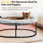 Elevated Cat Hammock Bed for Indoor Cats, Fluffy Warm Cuddle Cat Bed with Detachable Pad Bed Cover, Portable Pet Bed Raised Cuddler for Sleeping Kittens, Small Dog, Oval Cat Hammock Grey