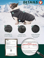 SPACE LION Puffer Jacket, Down Winter Coat, Waterproof, Windproof, Lightweight Jacket, Adjustable Fit for Small Dogs(Black,S)