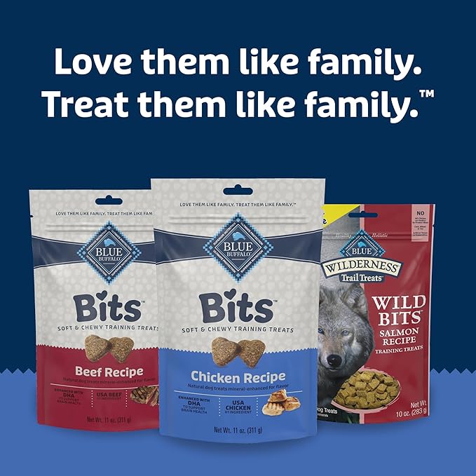 Blue Buffalo Bits Soft Dog Treats for Training, Made With Natural Ingredients & Enhanced with DHA, Chicken & Beef 19-oz Variety Pack, 2 ct