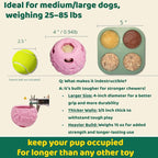 Interactive Dog Chew Toys, Large Dog Toys, DIY Treat Dispenser, Puzzle Toys for Dogs – Reduce Anxiety & Boredom, Homemade Treat Dispenser, Birthday Gifts for Dogs, Diamond Pattern Pink (25-85 lbs)