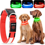 YFbrite Ultra Light Adjustable LED Dog Collar, Light up Dog Collars Rechargeable Glowing in The Dark Collars Visiblity & Safety for Small, Medium, Large Dogs (Red, Small)