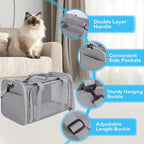 Cat Carrier Soft, Collapsible Cat Bag Carrier, TSA Airline Approved Pet Carrier for Cats with Removable Mat, Breathable Pet Travel Carrier for Small Medium Adult Pussy & Small Dogs (Grey)