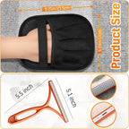 3 pcs Pet Hair Removal Glove for Dogs and Cats (2 Pack Mit, 1 Lint Scraper) - Electrostatic Fur Remover, Magic Brush Pet Hair Remover Tool for Laundry, Cloths, Carpet, Car Mats, Sofa & Bedding