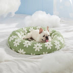LE SURE Donut Medium Dog Bed - Round Cat Beds for Indoor Cats Calming Pet Beds, Cute Modern Beds with Jacquard Shaggy Plush & Anti Slip Bottom, 30 Inch, Green