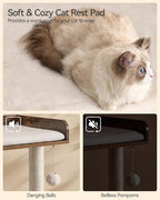 FourFurPets 43.7" Cat Tree, Modern Cat Tree Tower, Cat Tower for Indoor Cats Large Adult, Cat Condo with Scratching Post, Large Perch and Removable Pads,Rustic Brown