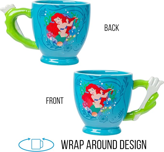 Silver Buffalo Disney Princess Ariel Dinglehopper Hair Brush Shaped Handle Ceramic Mug, 20 Ounces