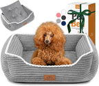 Rectangle Cat Dog Bed for Large Medium Small Pets Indoor Outdoor Machine Washable Sleeping Sofa Non-Slip Bottom Soft Puppy Bed Durable Orthopedic Calming Pet Cuddler (Large, Grey)