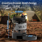 77oz Portable Dog Water Bottle, Camping Essentials, Large Travel Bottle with Pull-Out Drinking Bowl, Portable Beach Accessories, Car Water Container for Dogs, BPA Free - Black