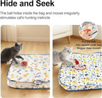 Interactive Cat Toys Ball - 2pcs Automatic Fast Rolling Ball in Play Mat, Hide and Seek Mouse Catching Game, Low-Noise Cat Enrichment Toys in Pouch for Indoor Bored Cats(Heart Patterns - Round)