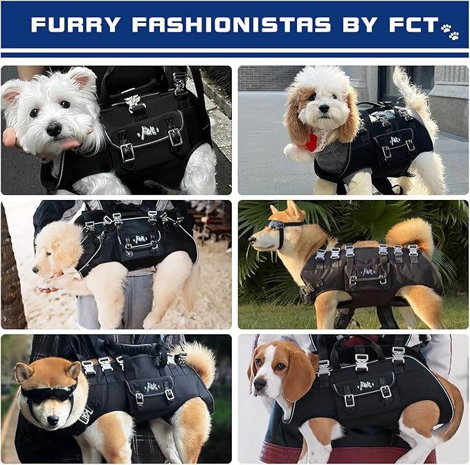 Dog Backpack Carrier - Spine-Friendly for Large Dogs(24-35lbs) Horizontal Design Dog Carrier with Adjustable Back Straps for Joint Injuries, Arthritis, Ideal for Stairs, Elderly Dogs(Size XL)