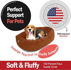 Majestic Pet 32 Inch Suede Calming Dog Bed Washable 32x23x7 (Inch) – Cozy Soft Round Donut Dog Bed with Spine Support for Dogs to Rest Their Head - Pet Bed Medium – Rust (2025)