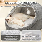 Jiupety Cute Cat Beds for Indoor Cats, Cat Cave Bed and Kitten Bed, Burrowing Cat Bed & Puppy Bed with Anti-Slip Bottom, Washable Removable Cushion, L(19"x17"x16"), Dark Gray.