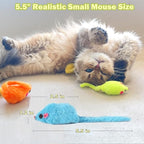 12PCS Rattle Cat Mouse Toys also Prefilled Catnip, 2.36” Mice Body Size, Faux Fur Cat Mice Toys with Plastic Body, Interactive Catnip Toys for Indoor Cats Play Fetch